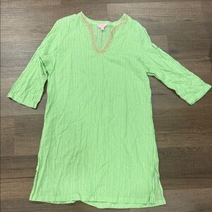 Lilly Pulitzer Green Swim Coverup with Gold Trim
